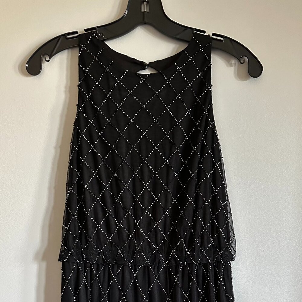 Liliana Special Occasion Black Beaded Dress with Keyhole Back Sze 4